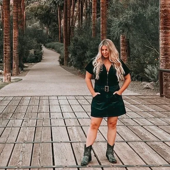 Show Me Your MuMu XL corduroy zip mini dress with belt - Picture 1 of 3